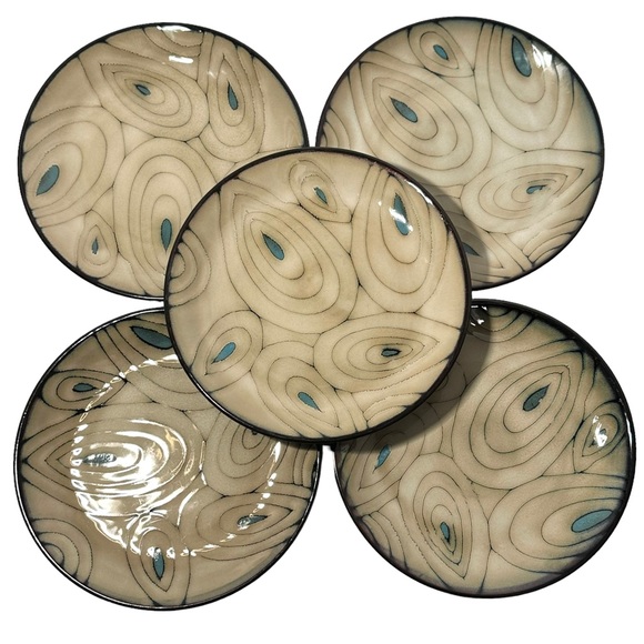 Pier 1 Dining 5x Pier Salad Plate 838 Teal Reactive Coupe Peacock